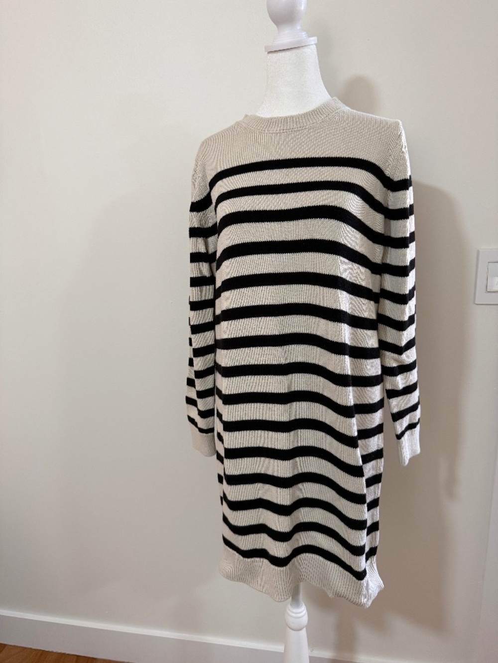 Black and Cream Stripe GAP sweater dress